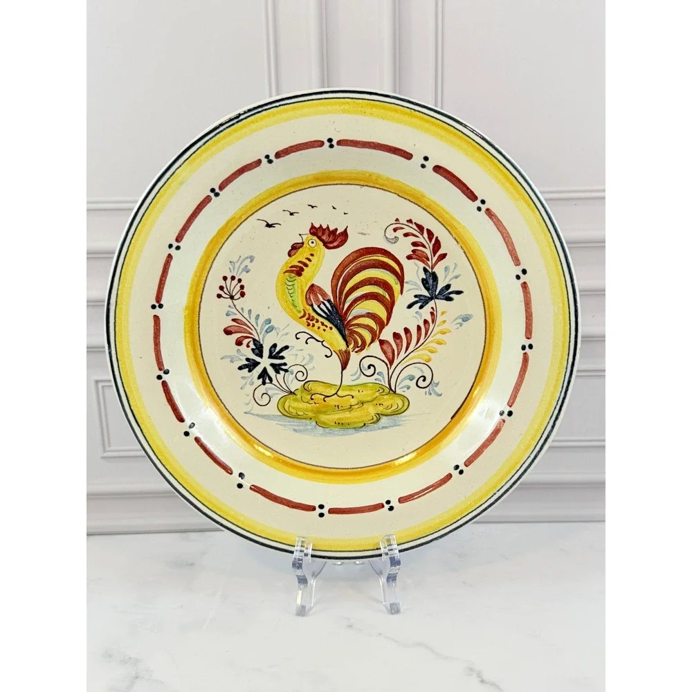 Vintage Made in Italy Ceramic Stoneware Chicken Rooster Wall Plate 10in
